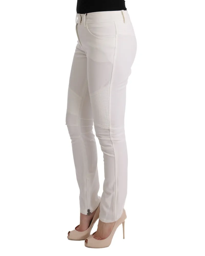 Ermanno Scervino Women White Cotton Slim Fit Casual Pants White