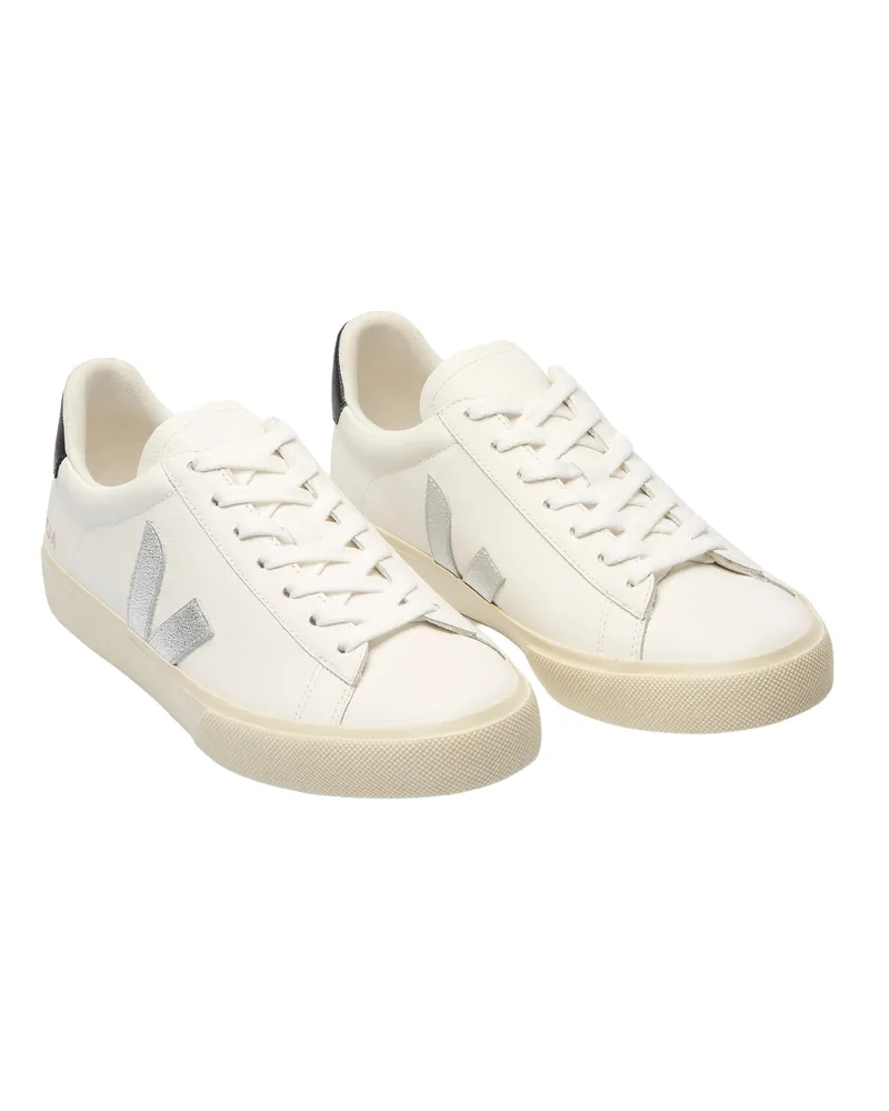VEJA Women's Sneakers Campo Leather White-Silver-Black Trainers White/silver/black White