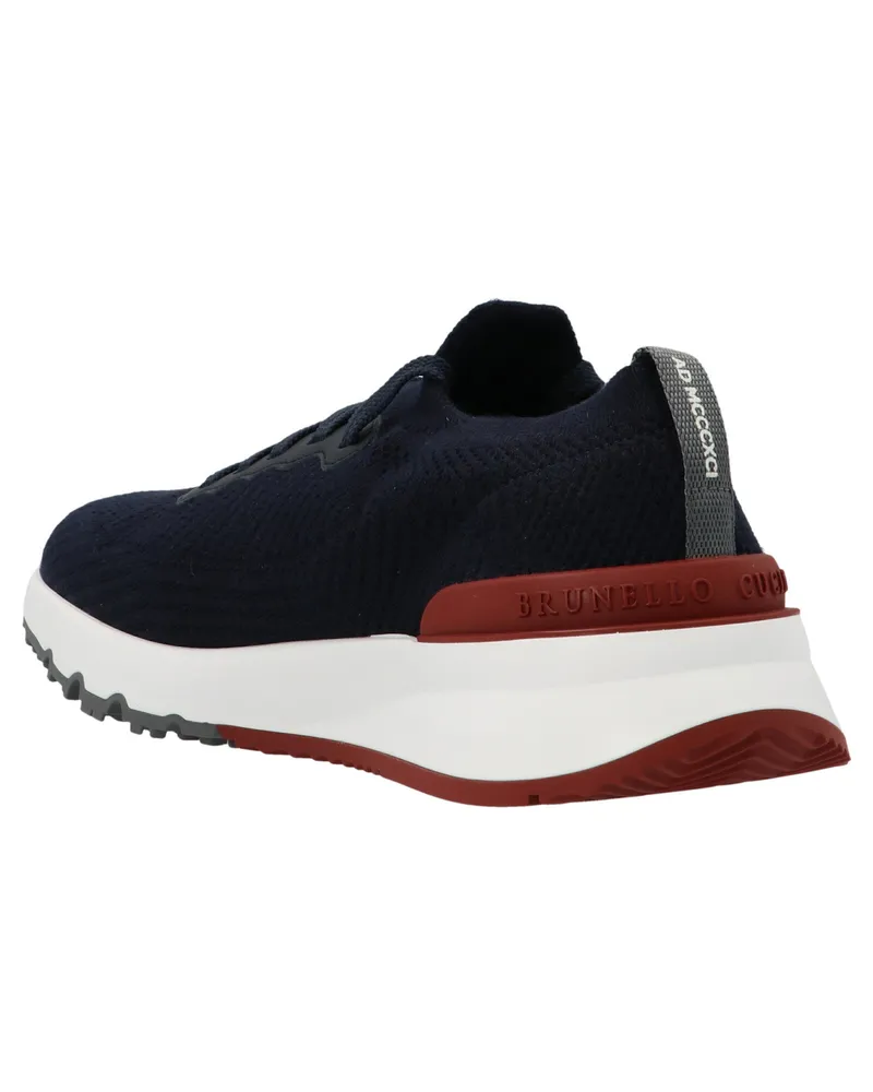 Brunello Cucinelli Cotton Knit Runner Sneaker — Navy Navy
