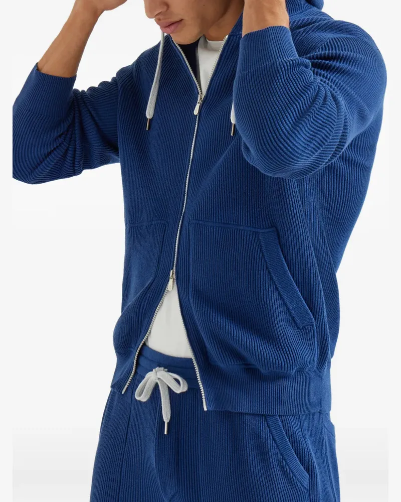 Brunello Cucinelli Men's Ribbed-Knit Hoodie Ss26 M 