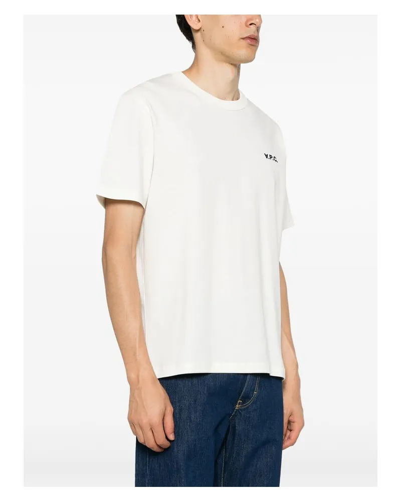 A.P.C. Logo-Embroidered Organic Cotton T-Shirt — White White