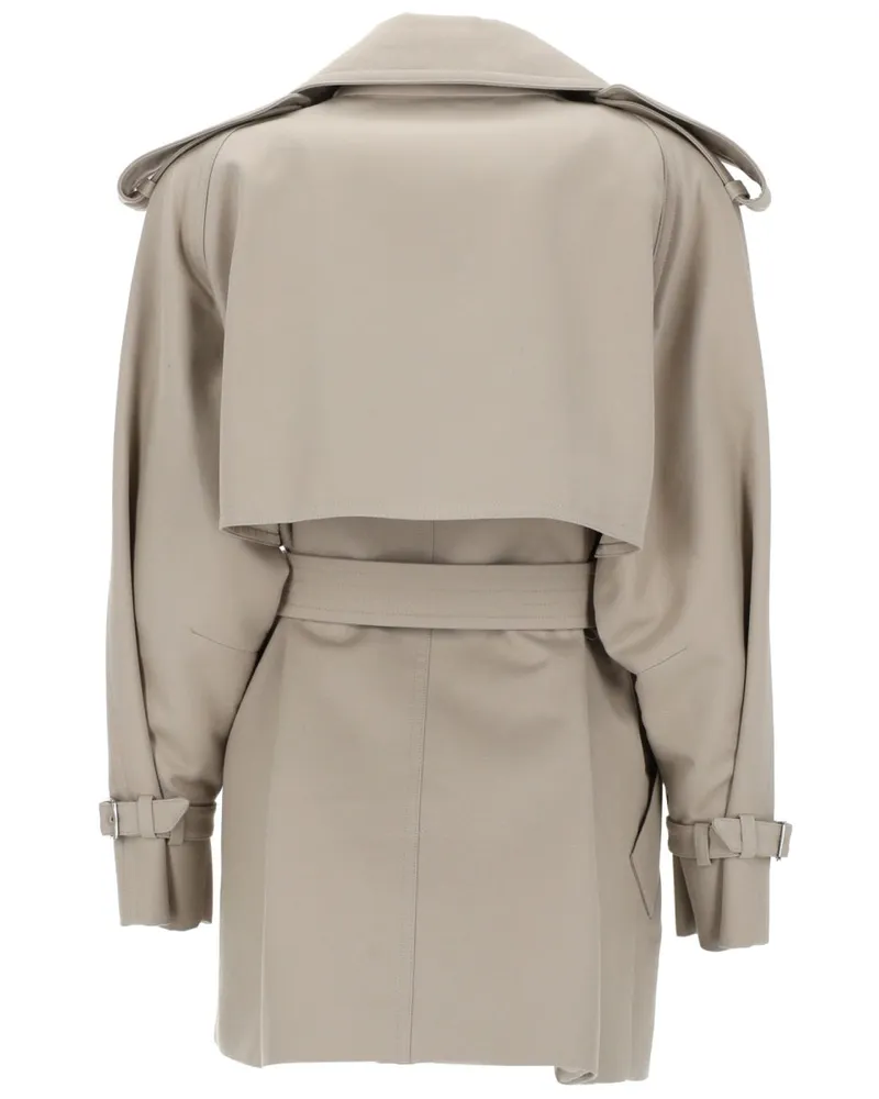 Max Mara Short Cotton Duster Trench Coat — Beige Beige