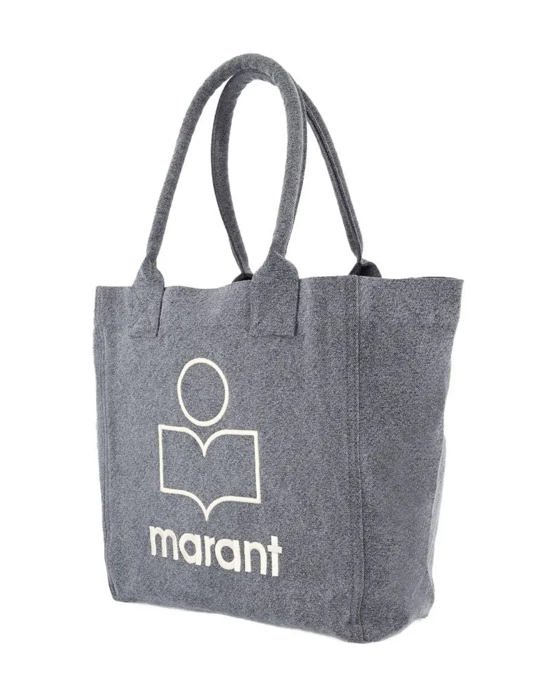 Isabel Marant Women's Small Yenky Shopper Bag -  Cotton Black Totes-Shopping-Bags Gray