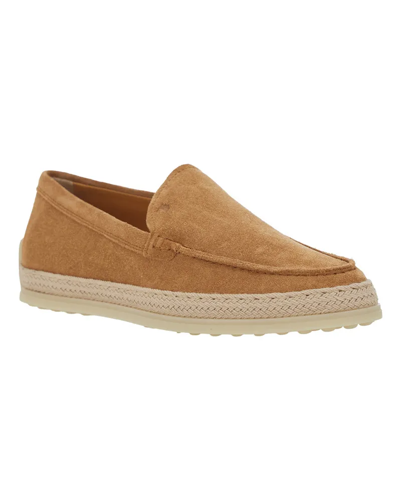 TOD'S Women's Loafers Crocodile-Embossed Brown Suede Calf Leather Brown