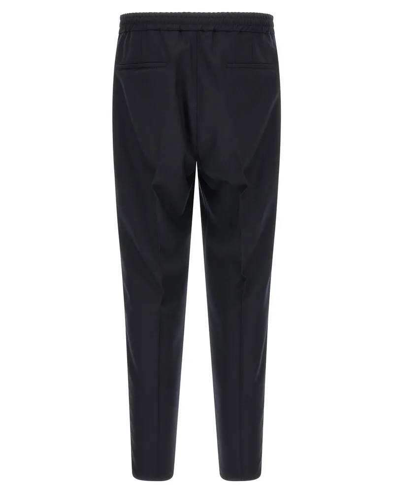 Brunello Cucinelli Virgin Wool Flannel Trousers — Navy Navy