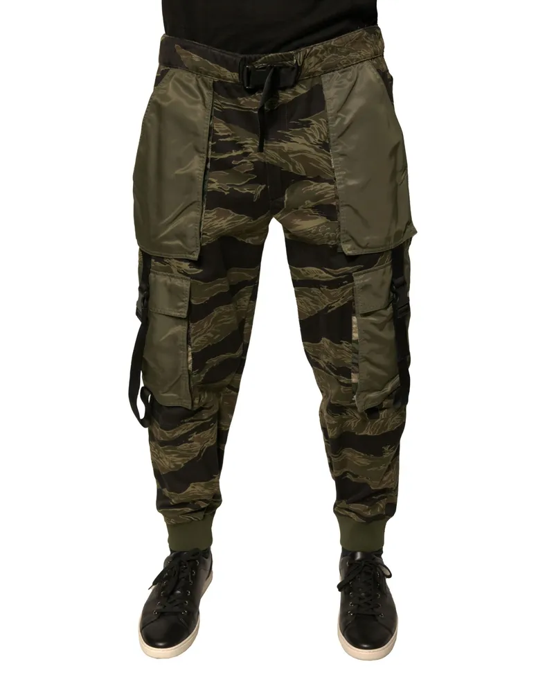 Dolce & Gabbana Men's Green Cotton Jogger Cargo Pants Nylon Polyester Green
