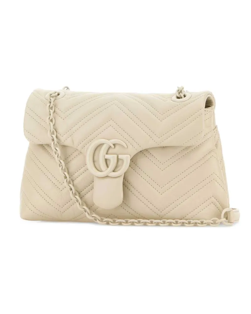 Gucci Women's Ivory Nappa Leather Small Gg Marmont Shoulder Bag Newivoirenivniv Borse A Tracolla Beige