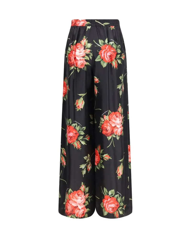 Dolce & Gabbana Women's Multicolor Silk Casual Pants Black