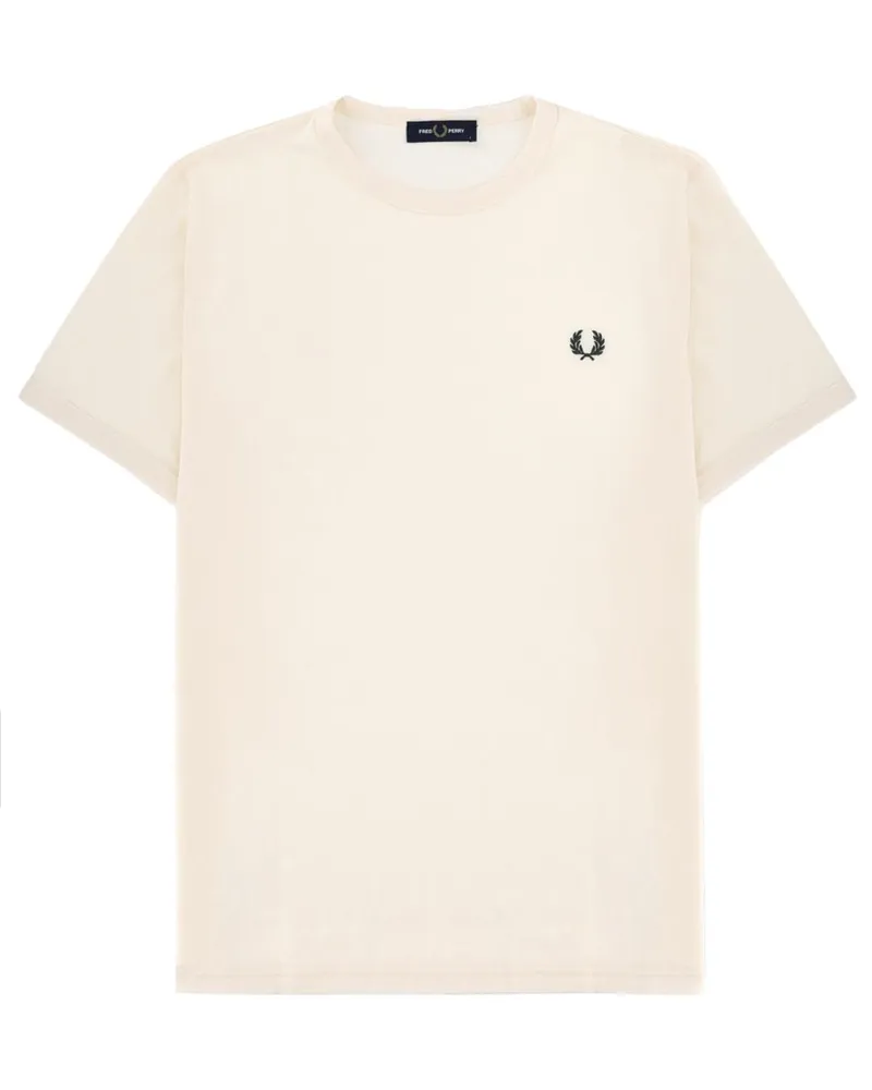 Fred Perry Logo-Embroidered Cotton T-Shirt — Ivory 