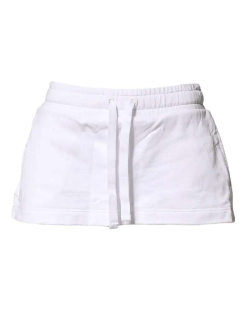 Dolce & Gabbana Women White Cotton Blend Mid Waist A-Line Mini Skirt Co+pl White