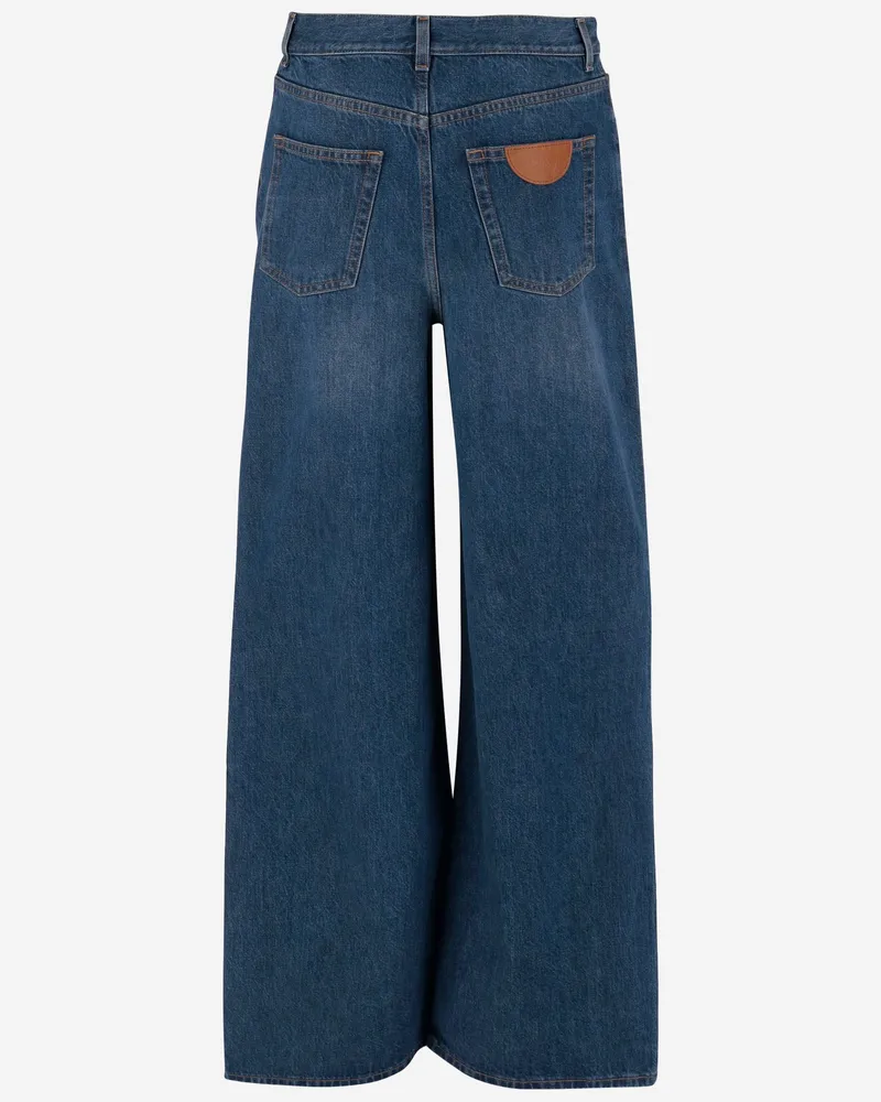 Chloé Women's Jeans Cotton Denim Wide Leg Blue