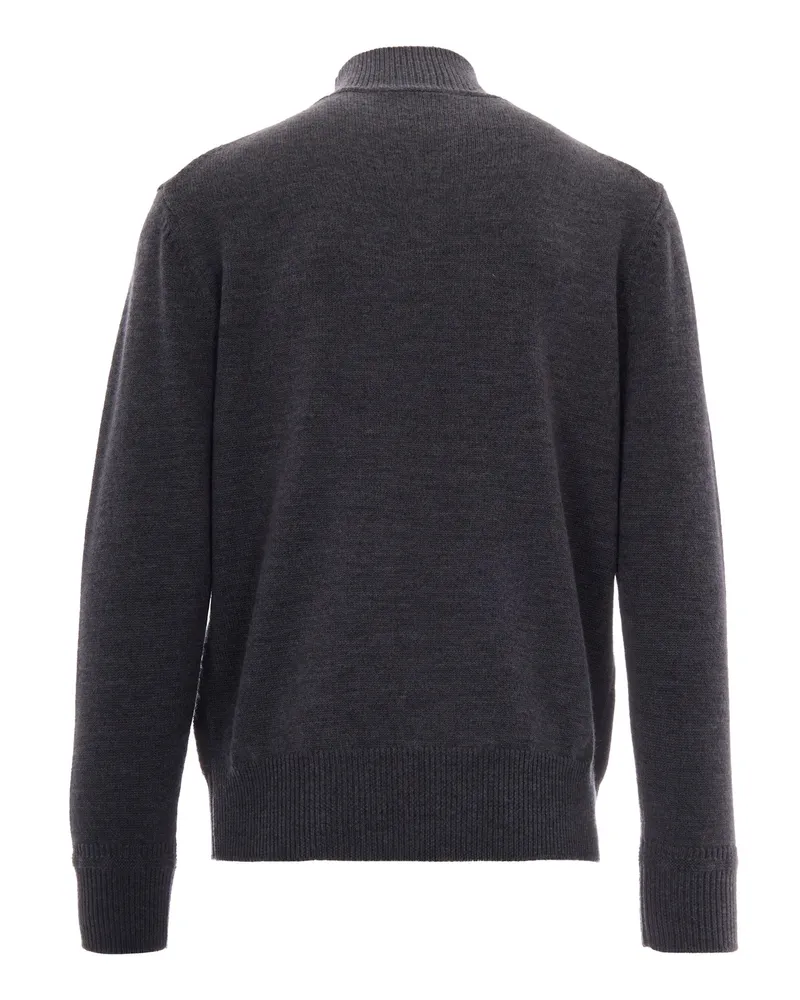 Paolo Pecora Milano Men's Mock-Neck Jumper Melange Grey Virgin Wool Jumpers Sweater Gray