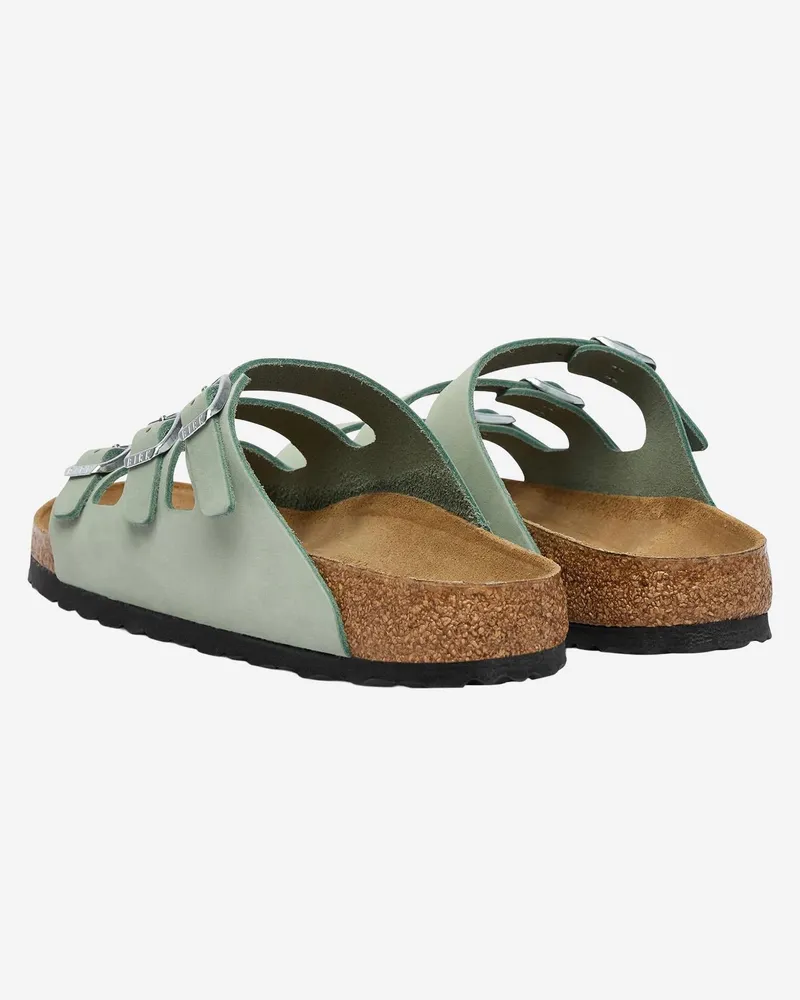 Birkenstock Unisex Florida Fresh Sandals Green Pelle Slippers Flat Shoes Green