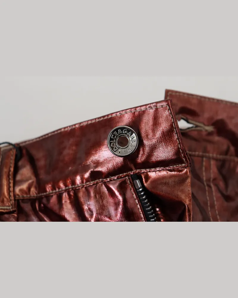 Dolce & Gabbana Metallic High-Waist Skinny Jeans — Bronze Bronze