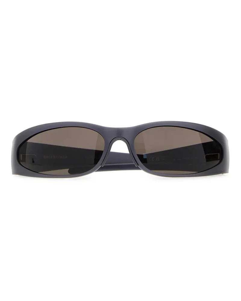 Balenciaga 751425T0026 Aluminum Wraparound Sunglasses — Gray Gray