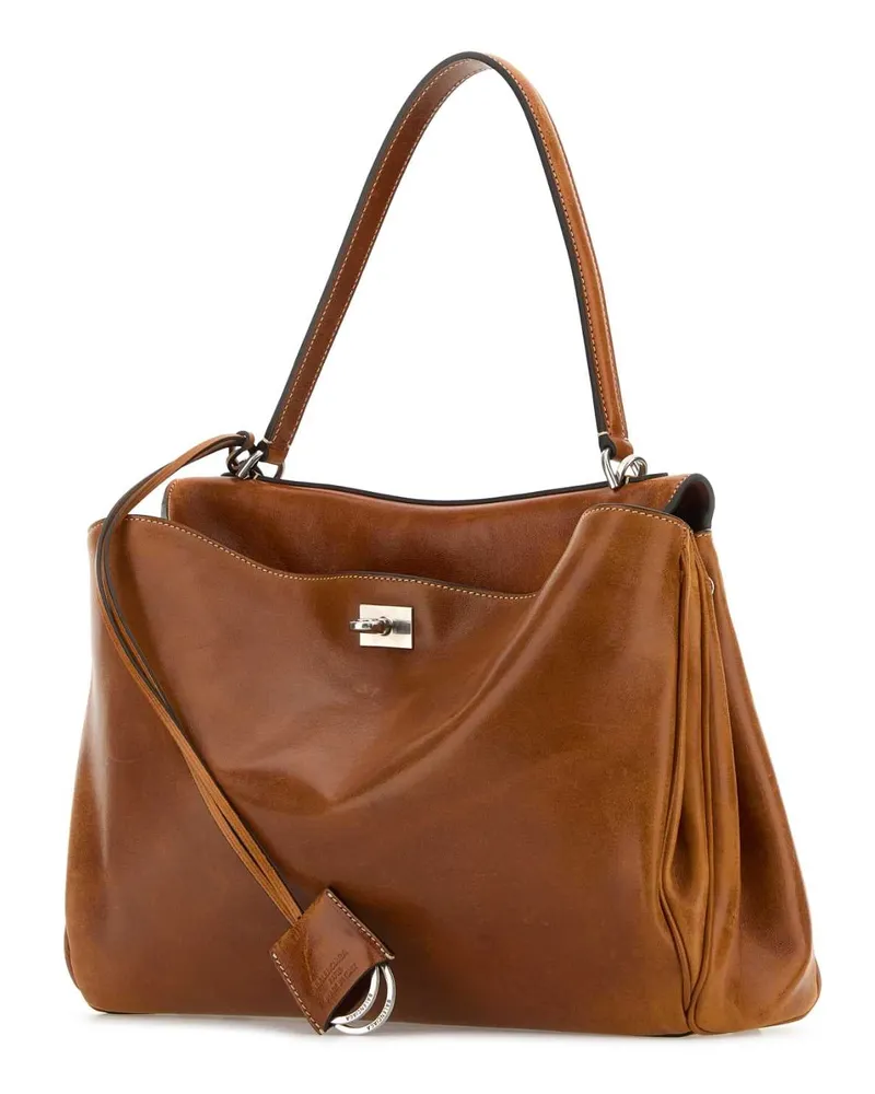 Balenciaga Women's Caramel Leather Medium Rodeo Handbag Tan Cowboy T Domesticated Lamb Le Borse A Mano Brown