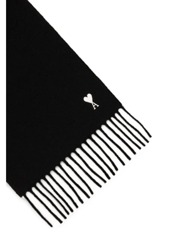 AMI Paris Ami de Coeur Wool Scarf — Black Black