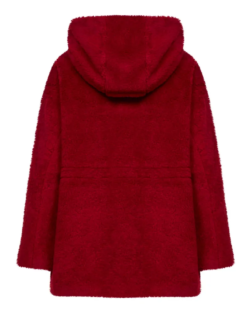 Max Mara Women's Red Hooded Coat Virgin Wool Bomber Jackets Red