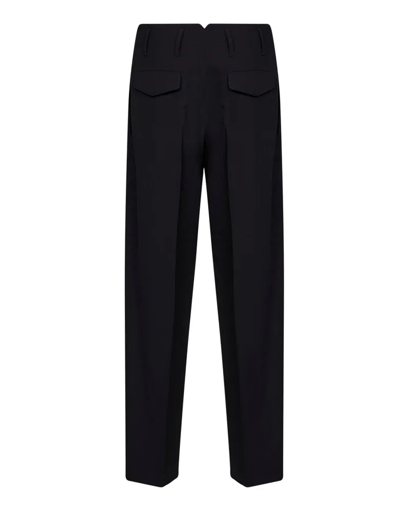 AMI Paris Women's Trousers Double-Pleat Virgin Wool Black Black
