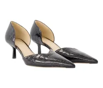 Croc-Embossed Calfskin Pump — Black
