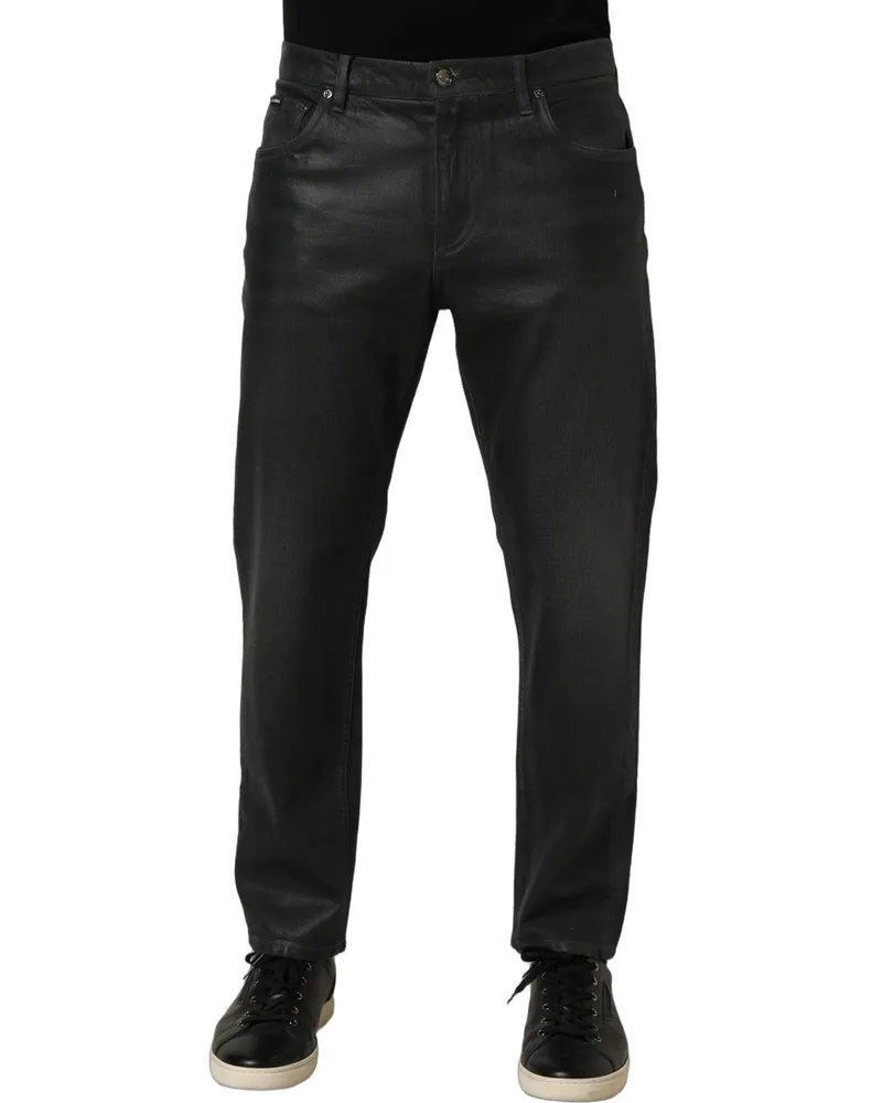 Dolce & Gabbana Dark Gray Cotton Loose Fit Men Denim Jeans Elastane Clothing Gray