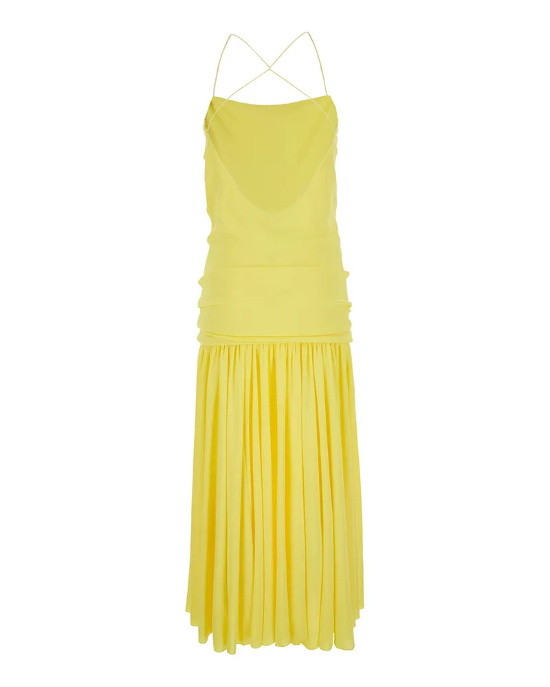 Jacquemus Women's Dress, Straight Neckline, Yellow Viscose Yellow