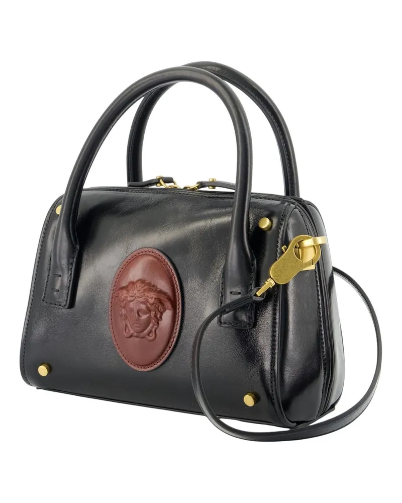 Versace Women's Small Boston Shoulder Bag -  Leather Black Calfskin Crossbodies Black