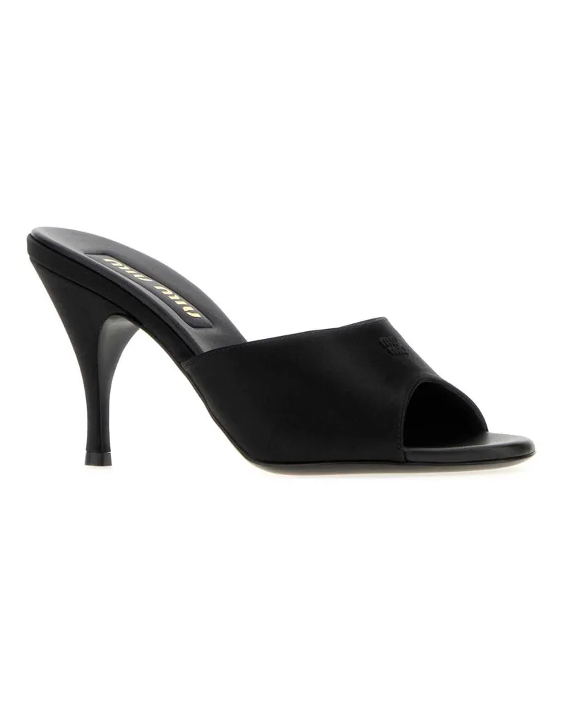Miu Miu Women's Black Satin Mules Nero Sandali Sandal Black