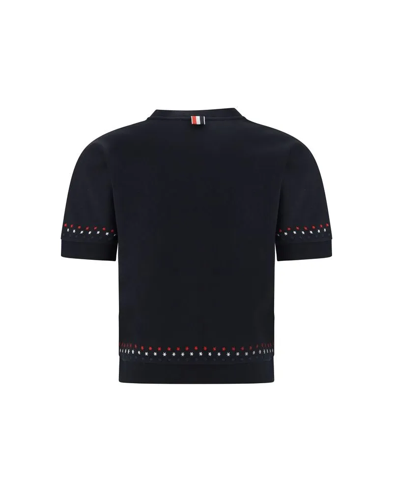 Thom Browne Women's Black Cotton T-Shirt Black