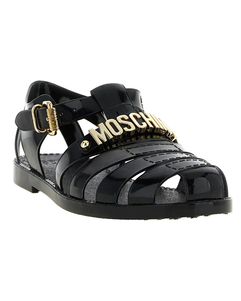 Moschino Men's Black Pvc Flat Sandals Black