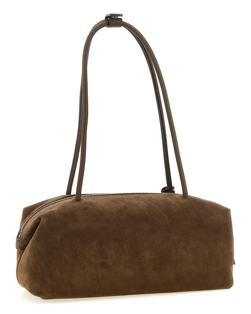 Max Mara Suede Top Case Shoulder Bag — Taupe Taupe