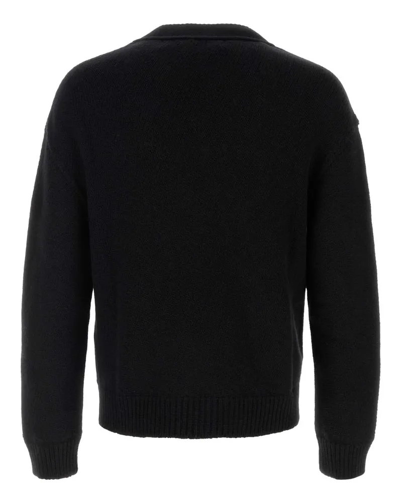 Jil Sander Men's Black Wool Blend Cardigan 001 Exterior: Cashmere Maglieria Sweater Black