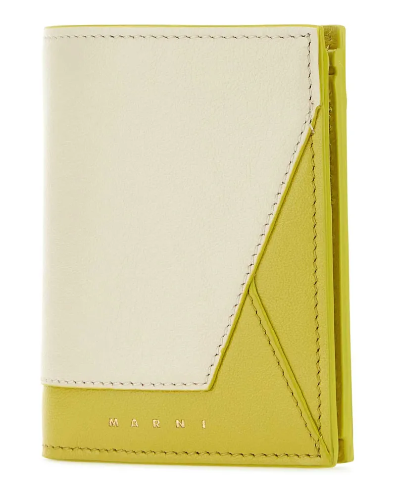 Marni Women's Two-Tone Leather Wallet Talclightlime Exterior: Bovine Portafogli Yellow