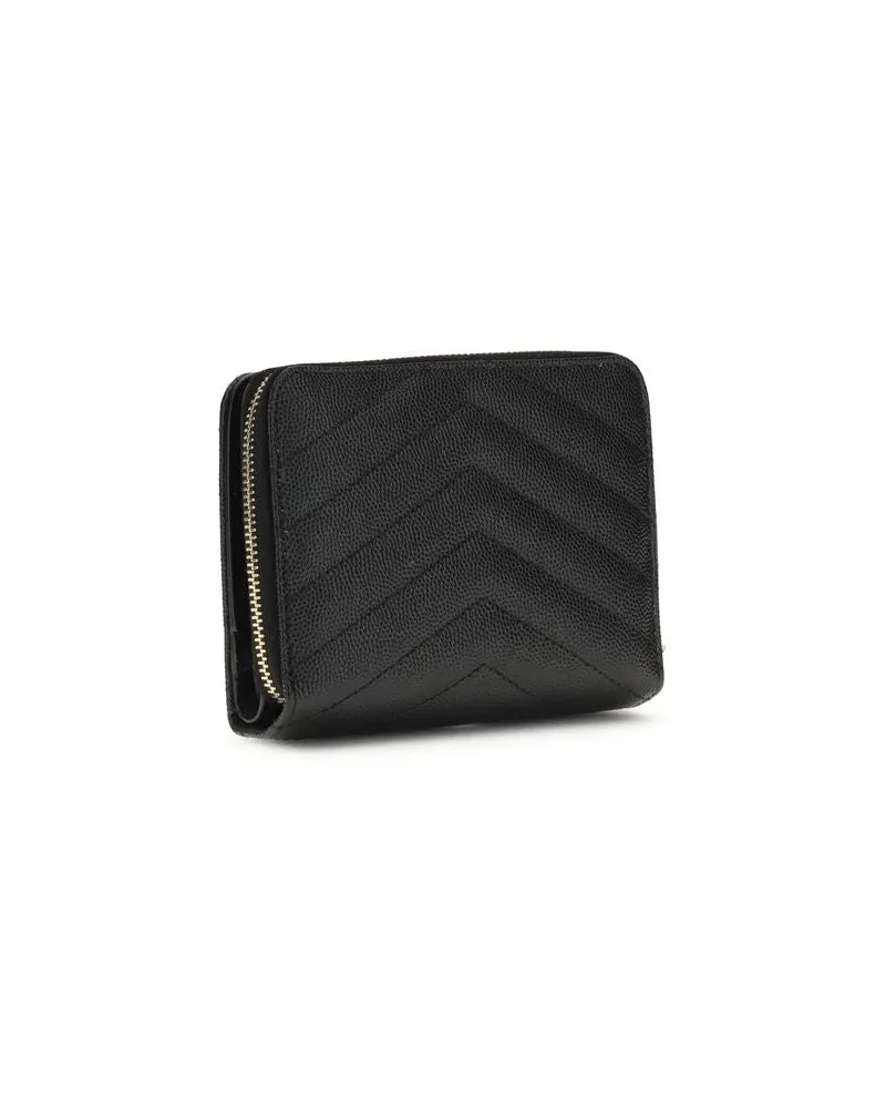 Saint Laurent Women's Black Calf Leather Bos Taurus Wallet Black