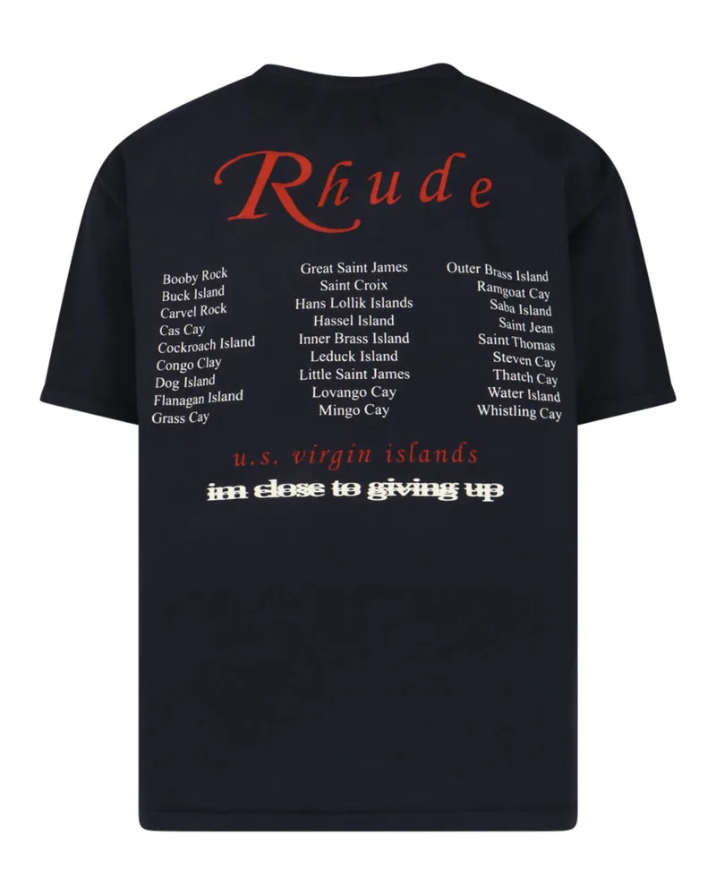 RHUDE Men's T-Shirts And Polos Black Cotton Navy