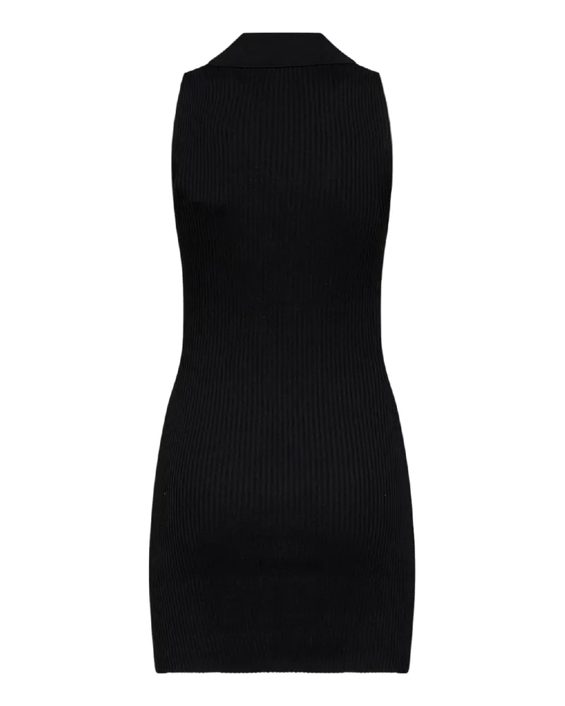 Diesel Women's Mini Dress M-Lilma Ribbed Knit Black Silk Black