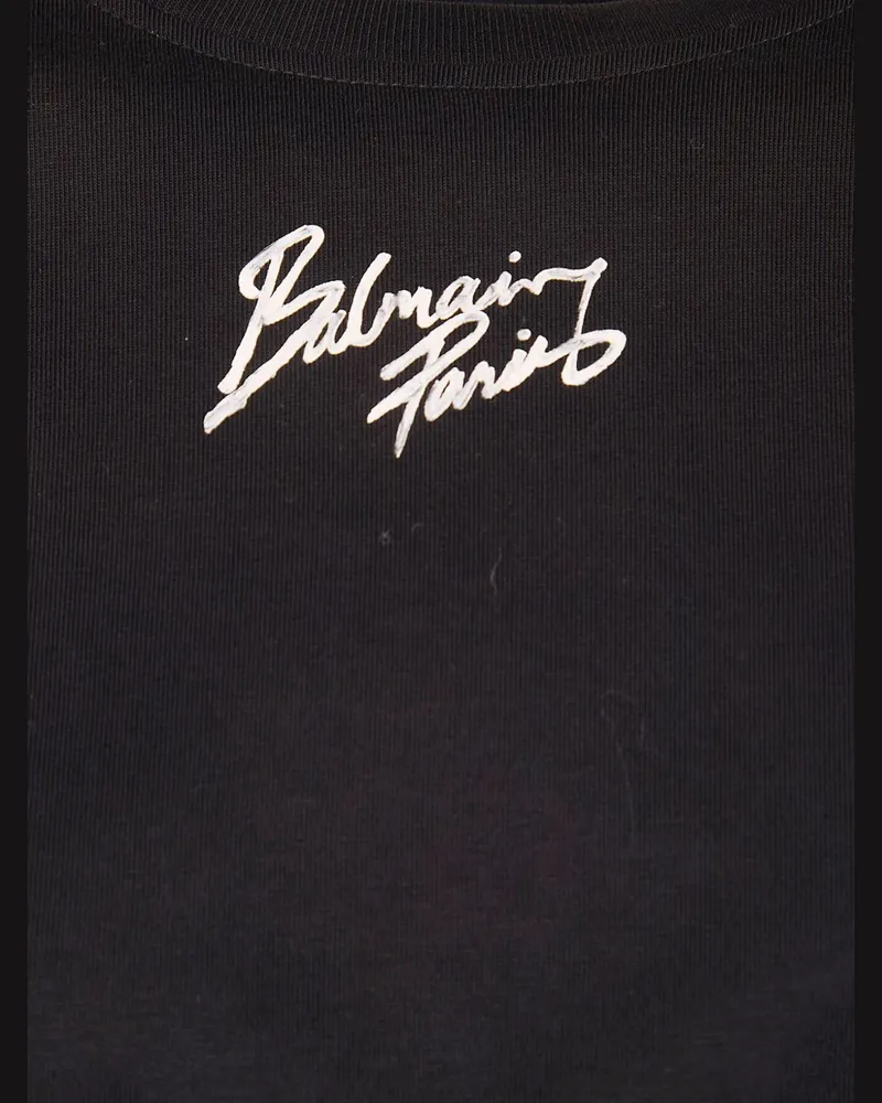 Balmain Logo-Embroidered Cotton T-Shirt — black Black