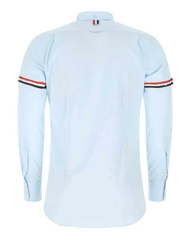 Thom Browne Men's Cotton Oxford With Stripe Armband Shirt Blue Self Blue