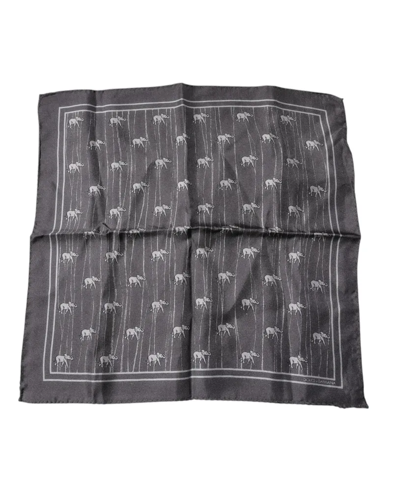 Dolce & Gabbana Women's Brown Elephant Fantasy Handkerchief Scarf Silk Brown