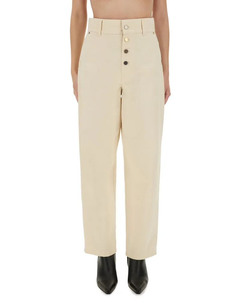 Moschino Straight Fit Cotton Jeans — Beige Beige