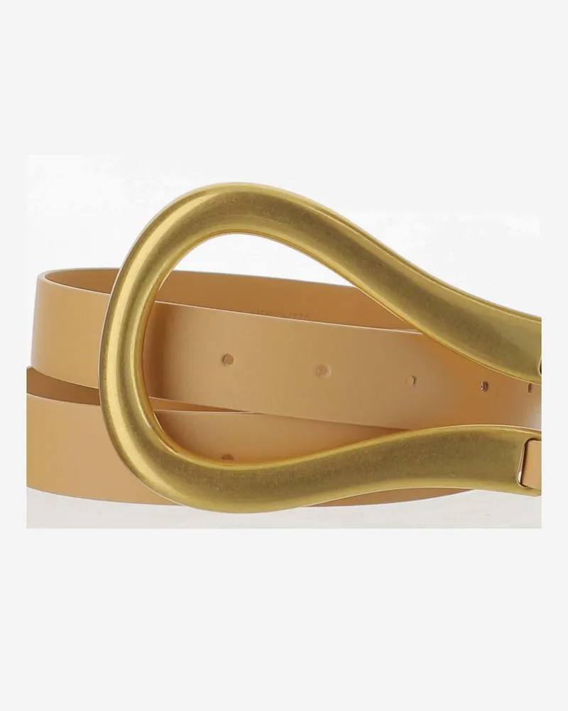 Bottega Veneta Women Belt French Calf Almond-Gold Calfskin Almond/gold Almond