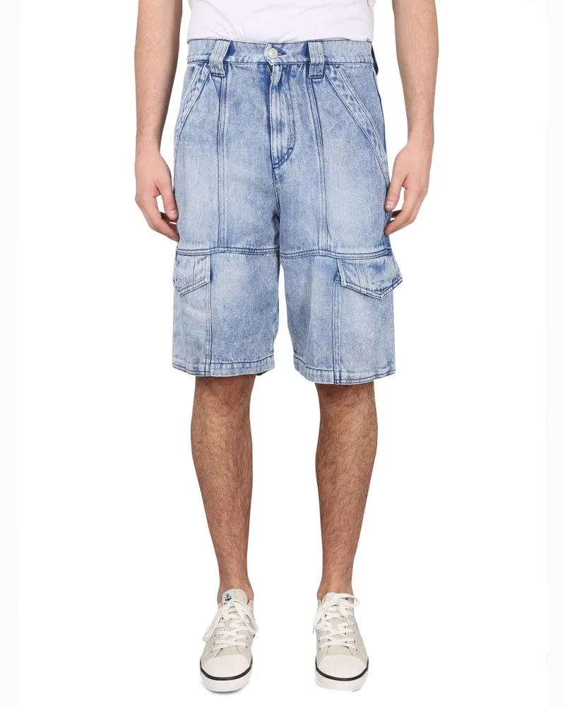 Isabel Marant Cotton & Lyocell Bermuda Shorts — Blue Blue