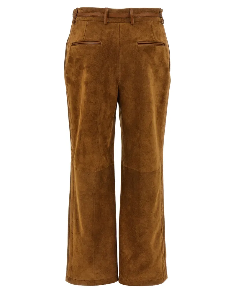 Gucci Suede with Leather Details Trousers — Caramel Caramel