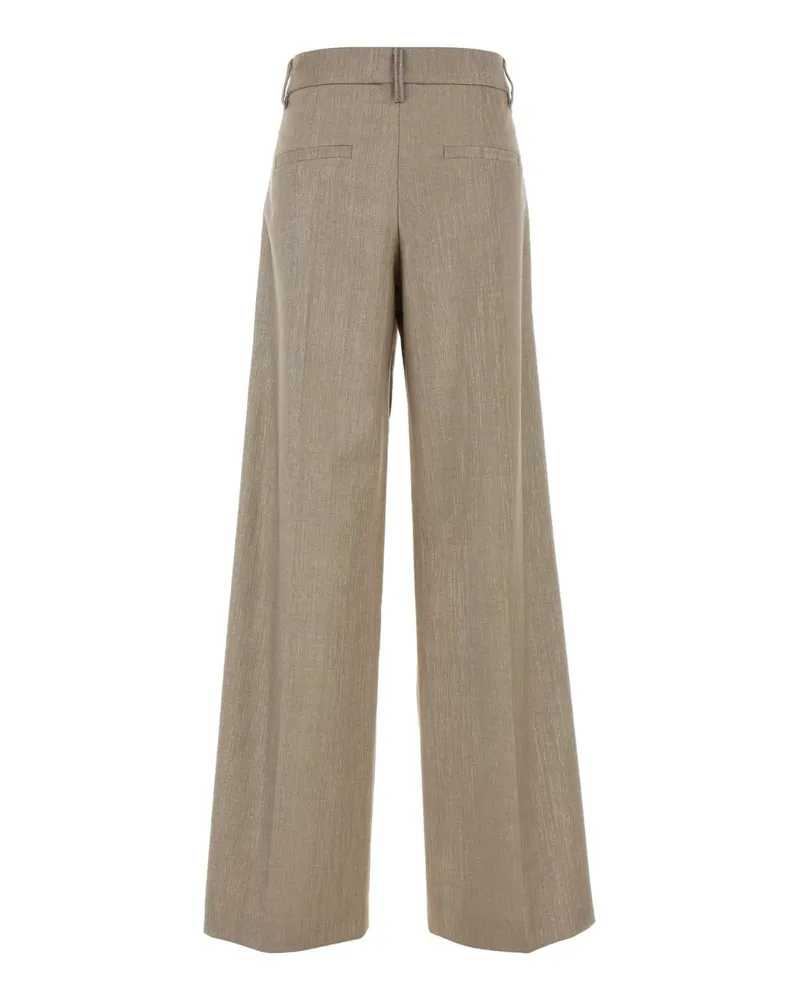 Brunello Cucinelli Gold Stretch Blend Trousers — Beige Beige
