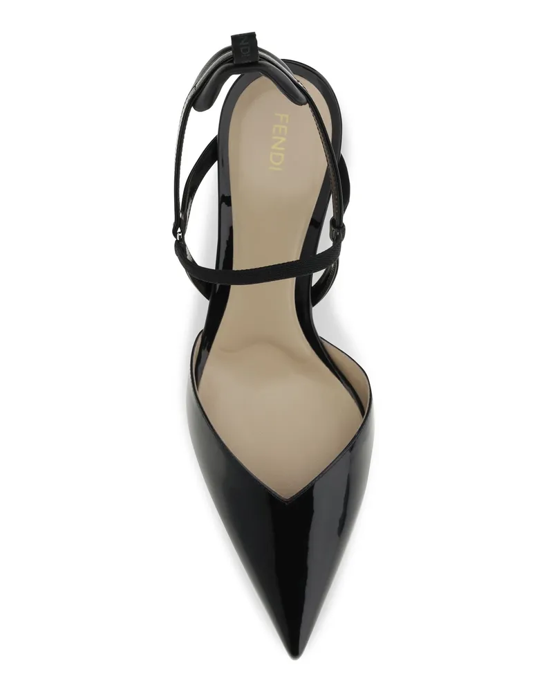 Fendi Patent Leather Slingback Heel — Black 