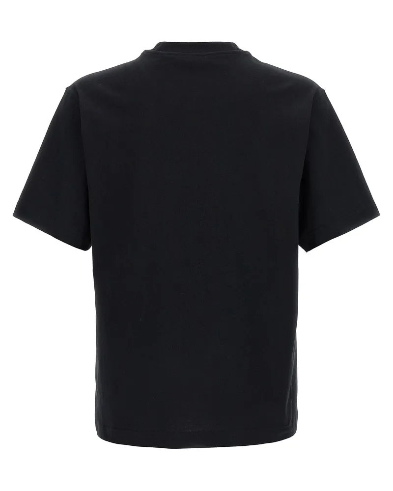 Burberry Logo-Embroidered Check T-Shirt — Black 