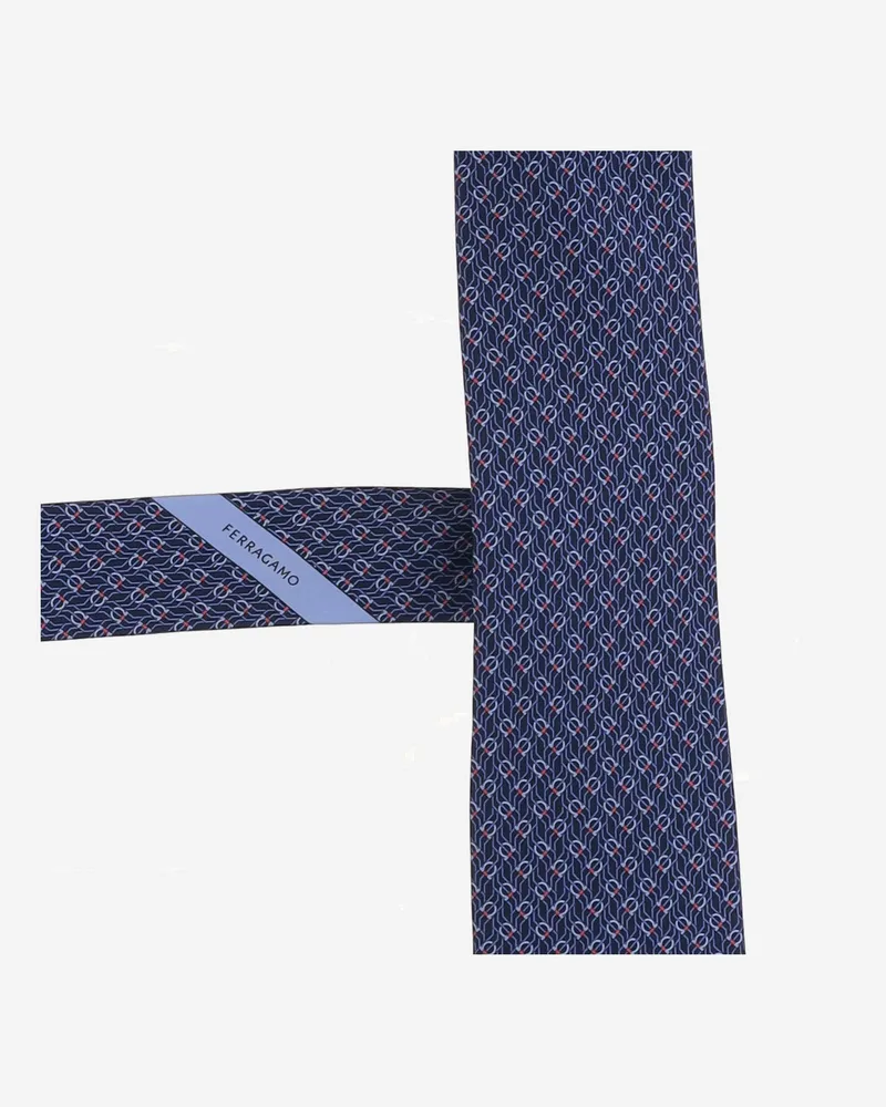 Ferragamo Men's Silk Tie Navy Ties & Bow Navy