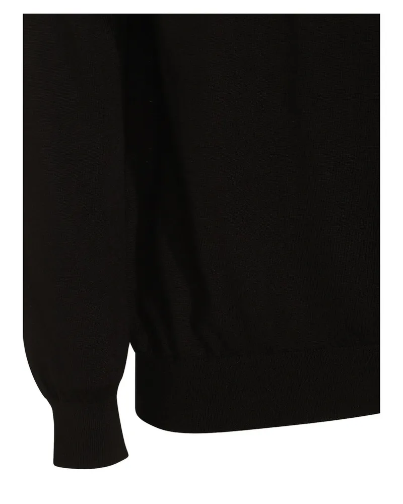 Malo Virgin Wool Crew Neck Sweater — Black Black