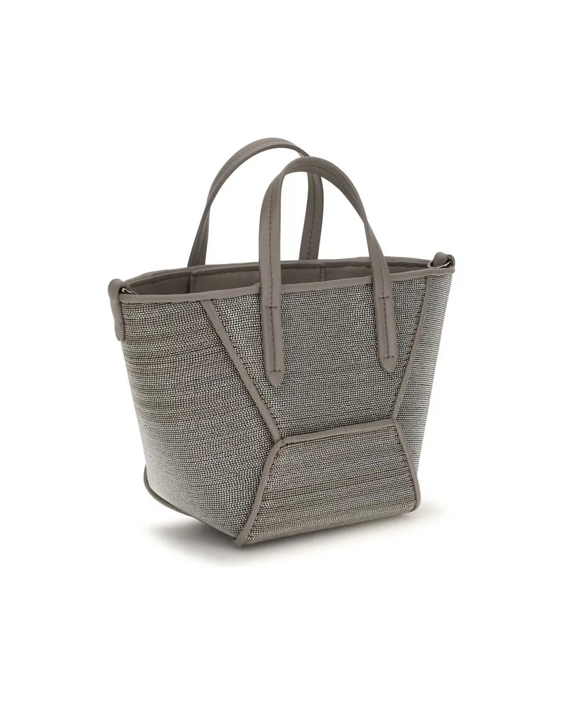 Brunello Cucinelli Calfskin Leather Shoulder Bag — Gray Gray