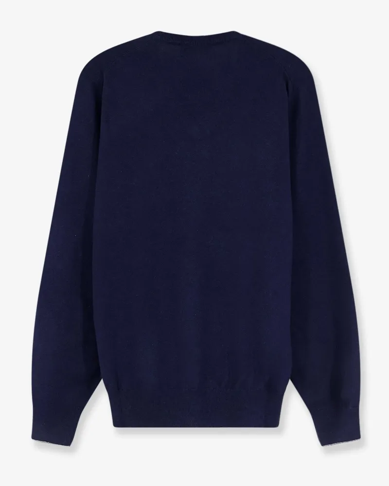 Brunello Cucinelli Men's Cashmere V-Neck Sweater Blue Navy
